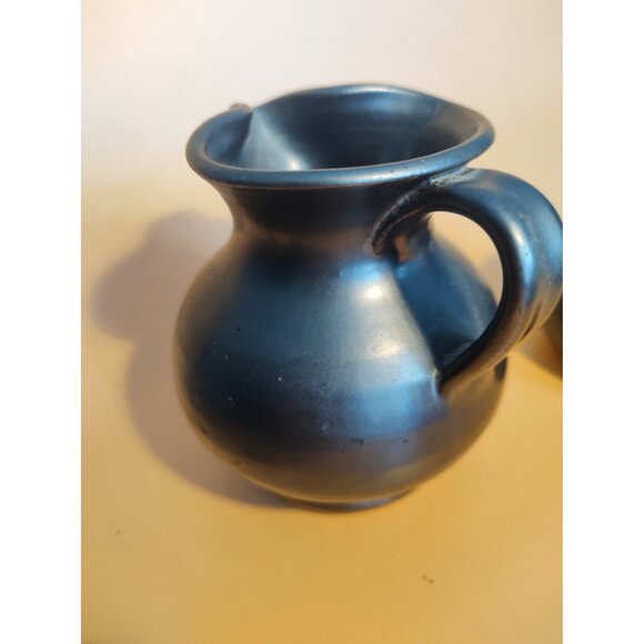 Vintage Prinknash England Stoneware Antique Black Sugar Bowl & Creamer Set - Picture 4 of 16